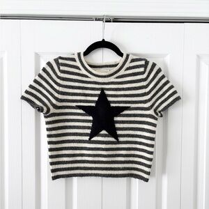 Freshman 1996 Gray Short Sleeve Star Sweater Top